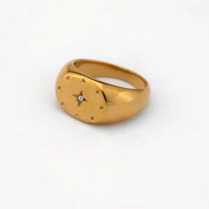 🌟18K gold plated star signet ring